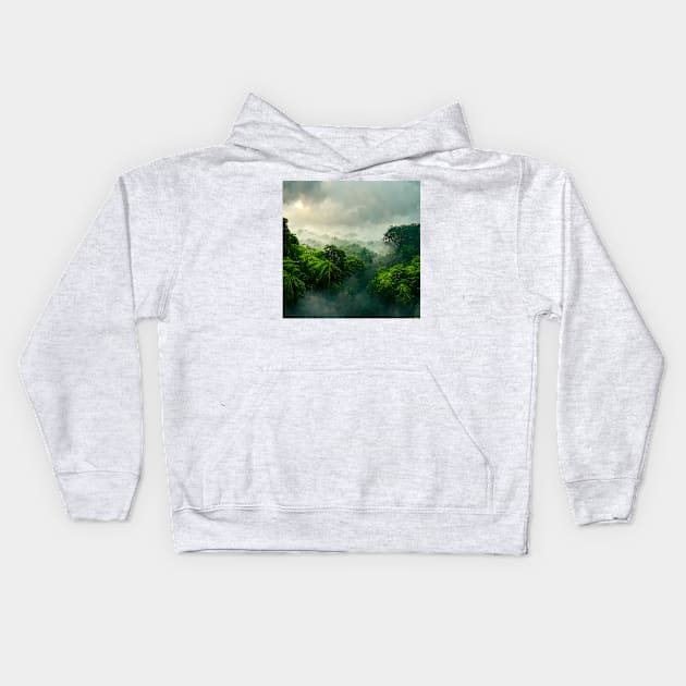 Tropical Rainforest Landscape Painting Kids Hoodie by endage